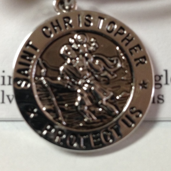 Saint Christopher Silver Plated Charm Bangle - Picture 8 of 8